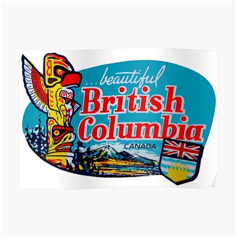 Beautiful British Columbia Bc Vintage Travel Decal Poster By Hilda74