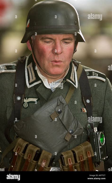 German Army Soldier In Ww2 Uniform At Glen Miller Festival Stock Photo