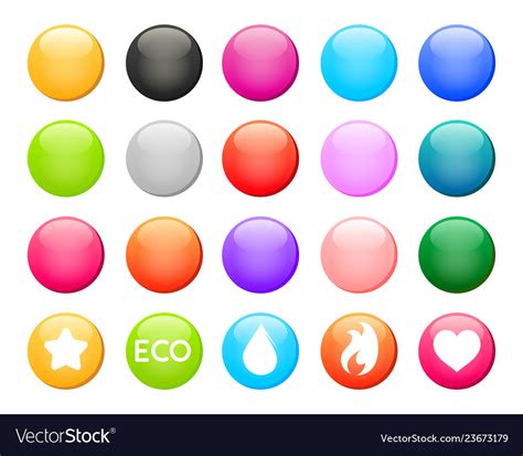 Set Of Colorful Round Button Icons Design Vector Image