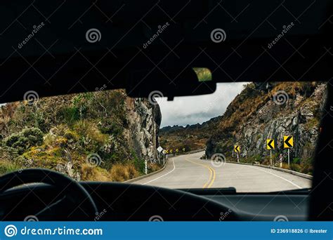 Curved Road In Mountains With Cliff Stock Photo Image Of Outdoor