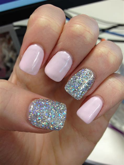 Try these trendy new spring nail colors. Light pink, silver features acrylic | Pink acrylic nails ...