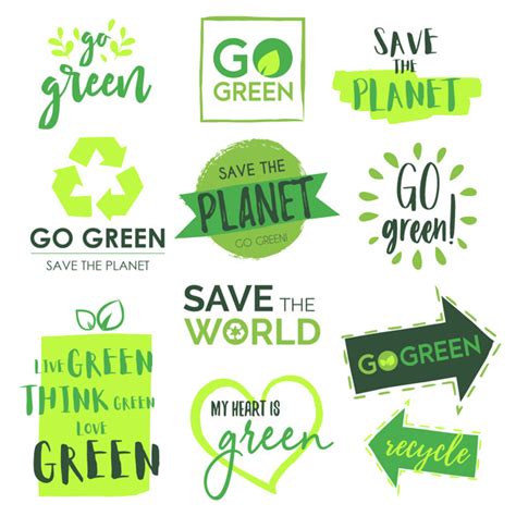 The main task is to save the planet which is going to be destroyed. Go green and save the planet badge collection | Free Vector
