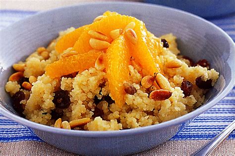 Add the raisins, pine nuts, and herbs to the couscous, toss gently, and serve. Sweet couscous with orange & pine nuts (With images ...