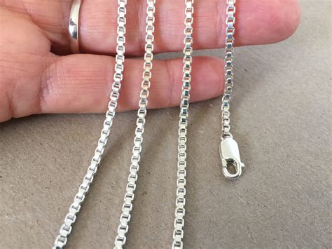 Sterling Silver Box Chain Necklace Thick Sterling 925 Chain 25mm
