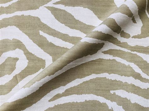 African Beige And Cream Zebra Stripes Print Linen Look Cotton Fabric