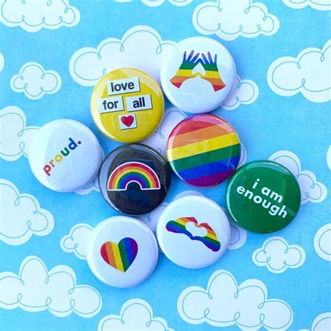 PRIDE BUTTONS Set Of 8 Lgbtq Flair Pin Badge Magnet Etsy