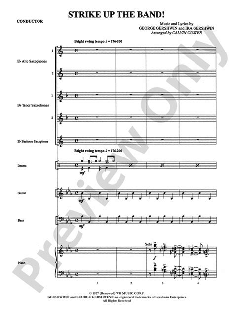 Strike Up The Band Saxophone Choir George Gershwin Digital Sheet