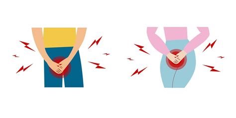 Urinary Incontinence Problem Man And Women Hands Holding His Crotch