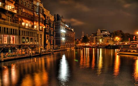 City River At Night Full Hd Desktop Wallpapers 1080p