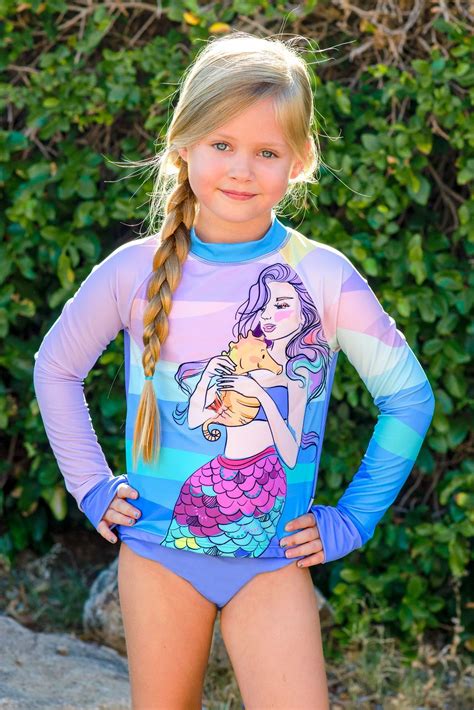 Estina Mermaid Rash Guard Swimsuit Set Babe Girl Swimsuits Swimwear Girls Girls