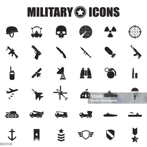 Military Icons Set Stock Illustration Download Image Now Icon