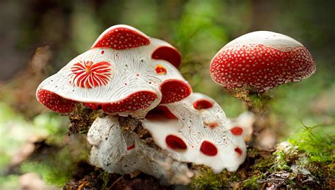 Red Cap Mushroom Psychedelic Poisonous Mushroom Vibrant Red With White