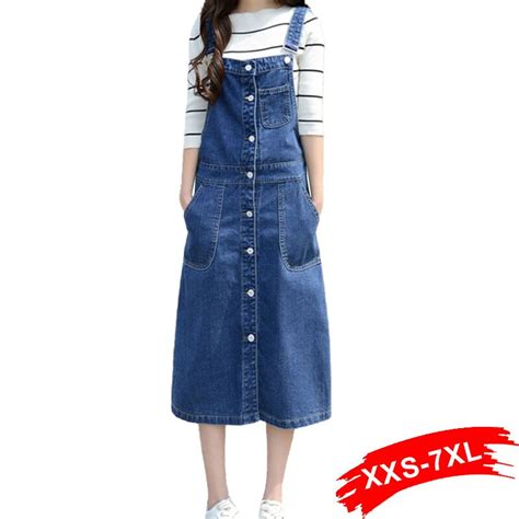 Buy 2018 Plus Size Denim Suspender Skirt For Women 5xl