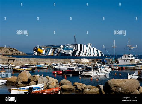 Costa Concordia Ship Wreck On Giglio Island Tuscany Italy Stock Photo