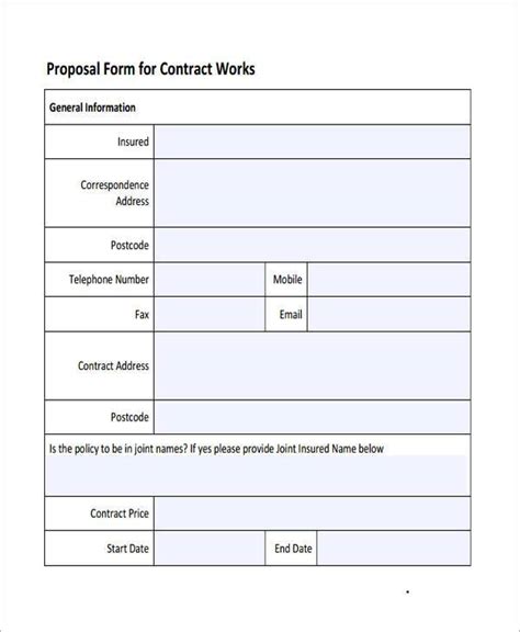Free 7 Contract Proposal Forms In Pdf