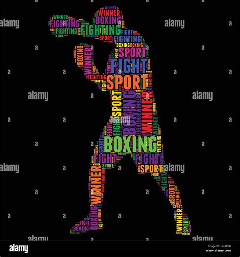 Boxing Typography Word Cloud Colorful Vector Illustration Stock Vector