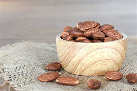 Almond In Wooden Cup Stock Image Image Of Almonds 126926329
