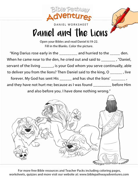 Daniel And The Lions Den Worksheets