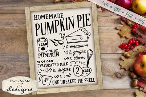 Pumpkin Pie Recipe Fall SVG DXF Files