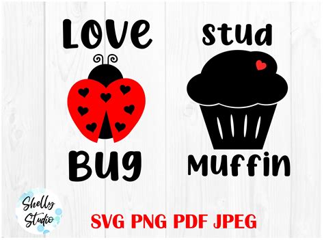 Kids Valentines Svg Love Bug Svg Stud Muffin Svg Valentine Etsy