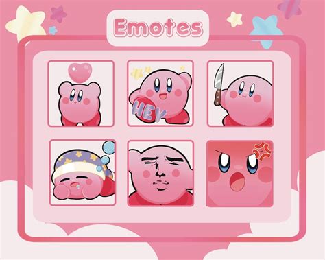Kirby Twitch Emotes Pack Of 6 Etsy