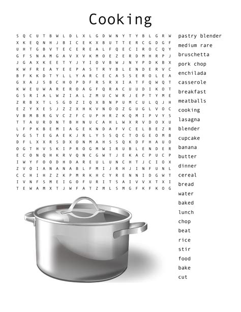 Cooking Word Search Printable