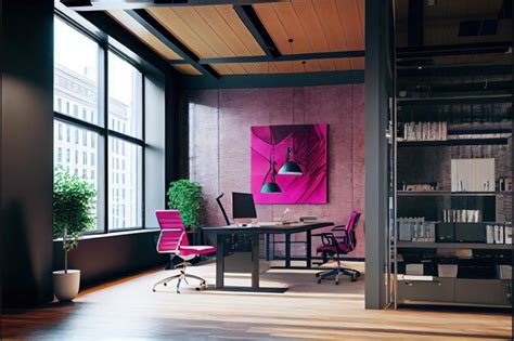 Premium Ai Image Contemporary Loft Office Viva Magenta Colors B0fb