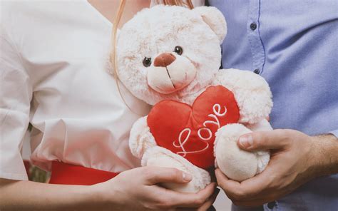 Download Wallpapers Teddy Bear In Hand Love Concepts Romance Teddy Bear With Red Heart