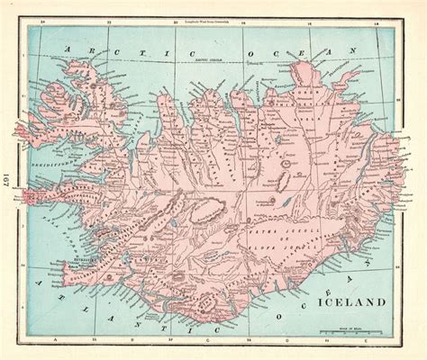 1894 Antique ICELAND Map George Cram Atlas Map Of ICELAND Gift Etsy