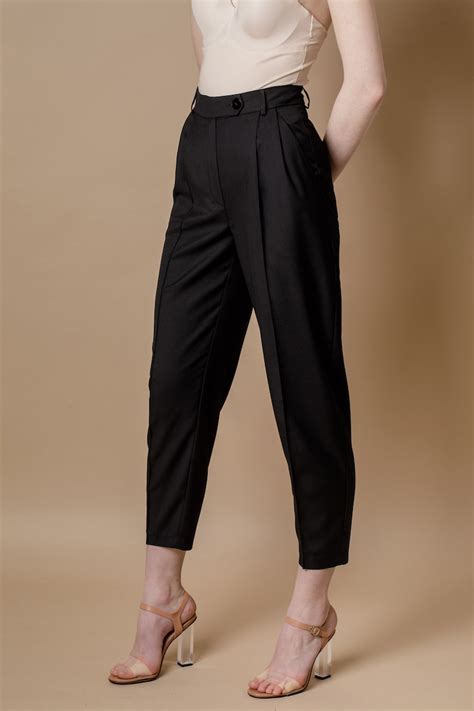 Black Pleated Pants High Waist Pants Tapered Trousers Pants Etsy