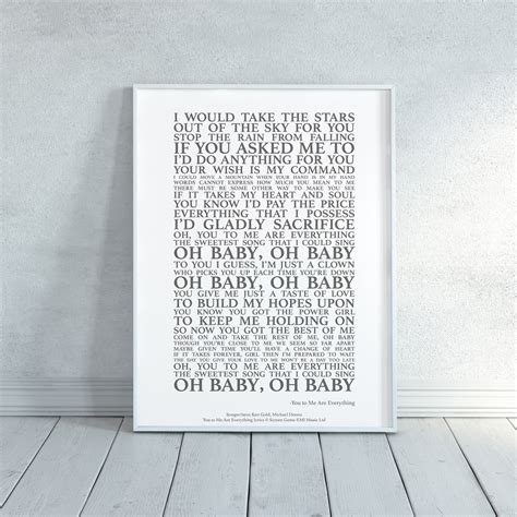 You to Me Are Everything Song Lyrics Print Official Licensed - Etsy UK