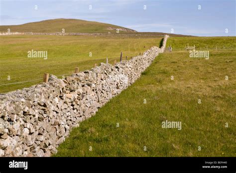 Dry Stone Wall On Fair Isle Shetland Stock Photo Alamy