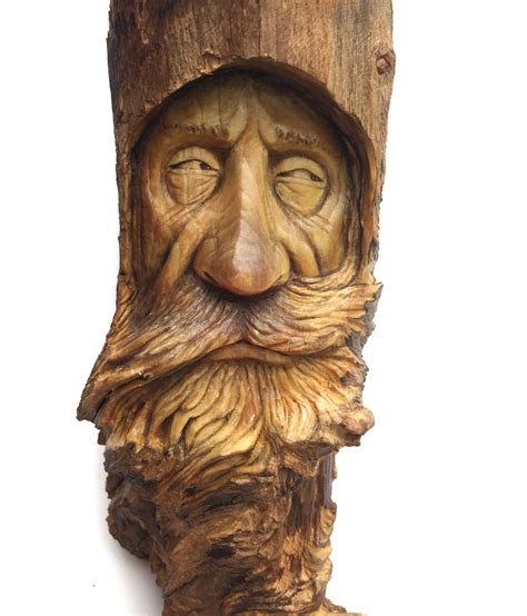 Wood Carving Wood Spirit Wall Art Decor Handmade Woodworking Hand