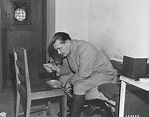 Hermann Goering eats breakfast in his cell while awaiting the opening ...