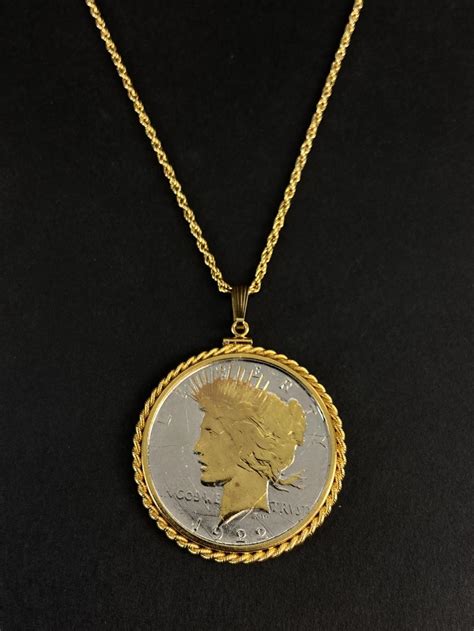 Lot Gold Plated Liberty Dollar And Gold Plated Necklace