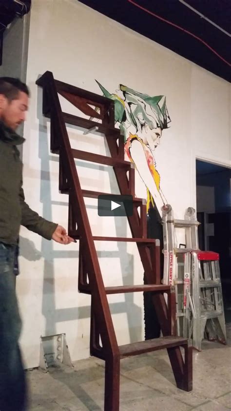 Folding Up And Down Of The Bcompact Stairs Hardwood Ladder Version