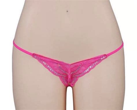Sequined Butterfly Lace Thong Exotic Sheer Crotchless Panties Etsy UK