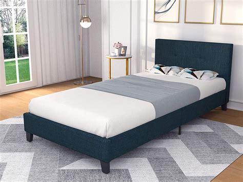 Mecor Upholstered Linen Twin Platform Bed Metal Frame With Tufted