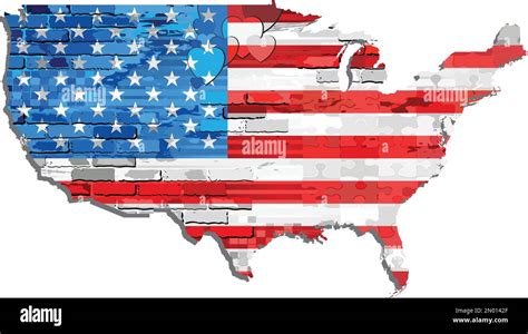 Grunge Abstract Map Of The United States Illustration Shiny Mosaic