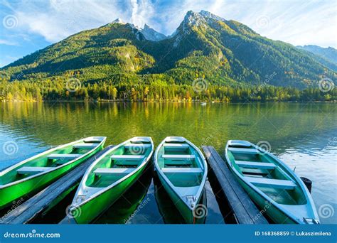 View On Hintersee Lake In Berchtesgaden National Park Bavarian Alps