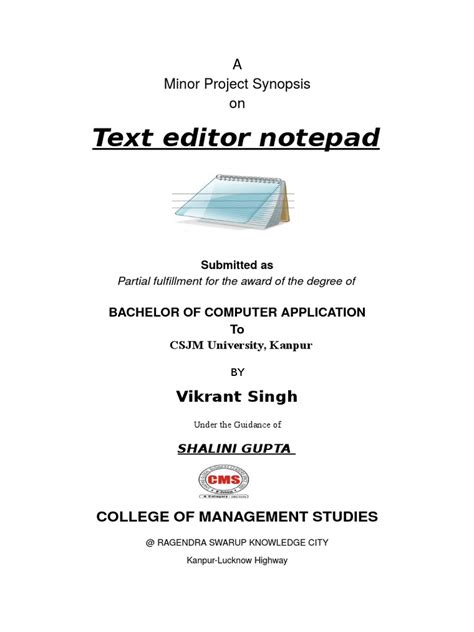 Final Notepad Synopsis Text File Usability