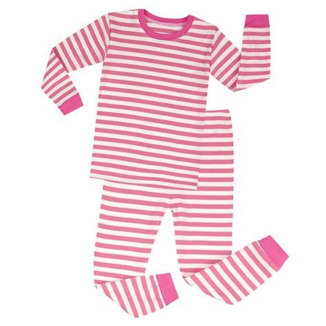 New Baby Girls Pink And White Striped Pajamas Pijama Infantil Kids