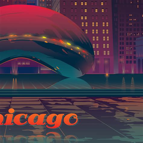 Chicago Poster Travel Poster Chicago Art Chicago Wall Art Etsy