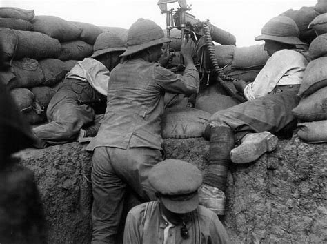 Soldiers In A Trench Firing A Machine Gun Ww1 Photos Framed Prints