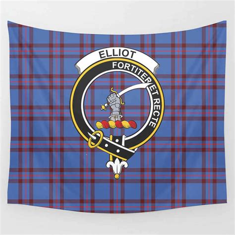 Scottish Elliot Clan Crest Tartan Tapestry