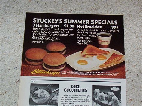1977 Stuckeys Advertising Ad Summer Special Hot Coffee Vintage