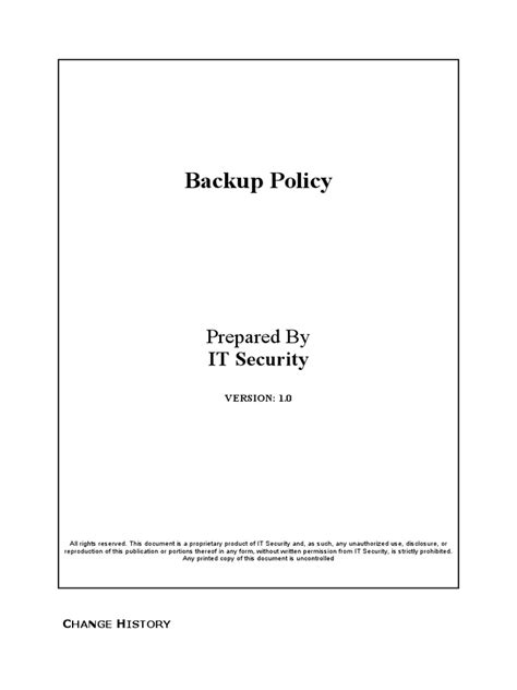 Backup Policy Template Pdf Backup Computer Science
