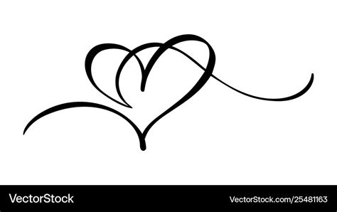 Hand Drawn Heart Love Sign Romantic Calligraphy Vector Image