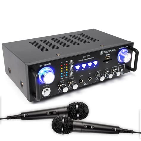 Amplificateur 100W Hifi Karaoké STÉRÉO USB SD MP3 Skytronic AV 100 avec