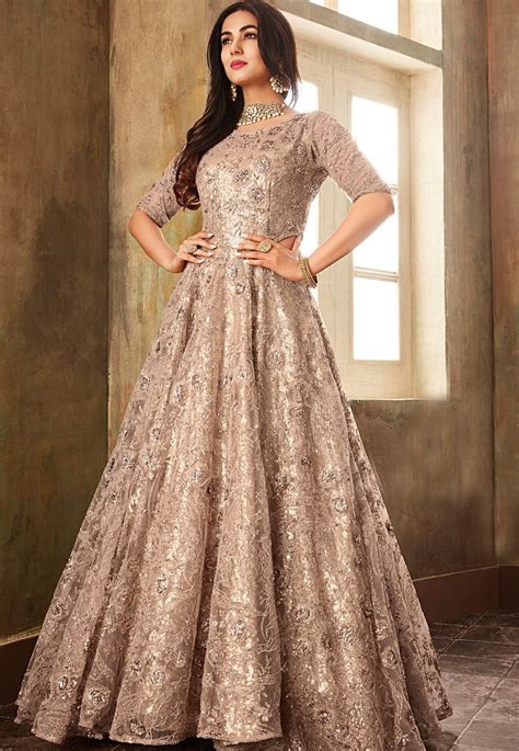 Sonal Chauhan Grey Shade Net Embroidered Designer Anarkali Suit 6705 Bridal Anarkali Suits